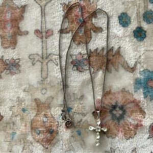 Jay Flex Sterling Rhinestone Silver Cross Pendant Vintage Necklace
